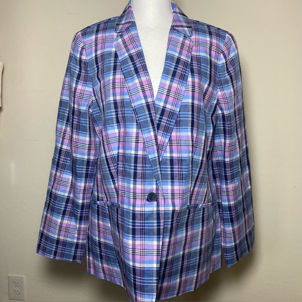 Talbots Multicolor Plaid Blazer